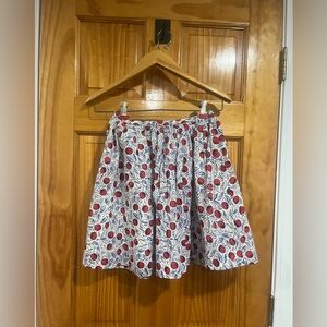 NWOT Bonpoint Lilo Cotton Cherry Print Pleated Skirt Size 12